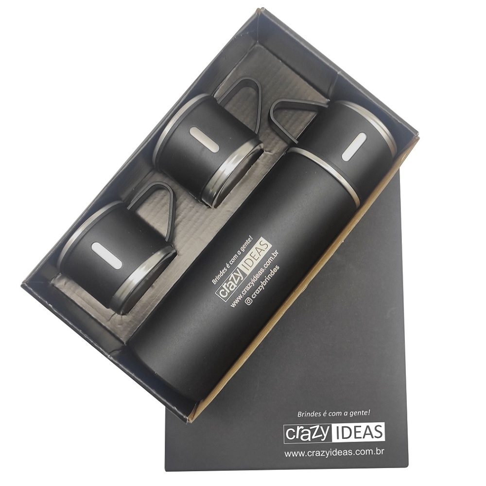 GARRAFA EM METAL PAREDE DUPLA 390ML 3 XICARAS